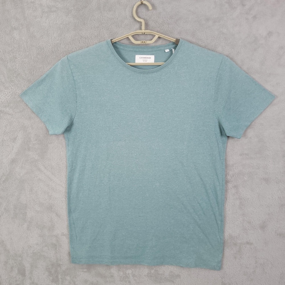 Lindbergh Shirt Mens Large Green Blue Heather Crewneck Short Sleeve Casual